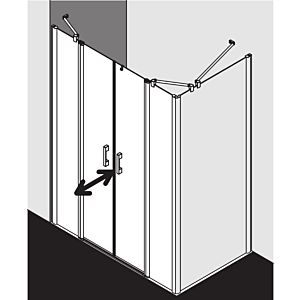 Kermi Pega porte battante à panneaux fixes PEPTF12018VUK 120x185cm, verre de sécurité trempé argent brillant SR Opaco, sur receveur de douche