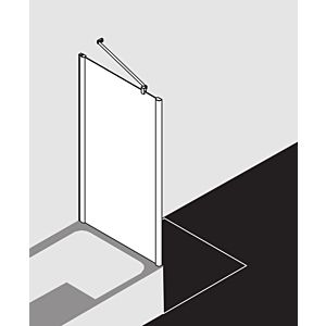 Kermi Pega Seitenwand verkürzt auf Badewanne PETVD09016VPK 90x160cm, silber hochglanz, ESG klar Clean