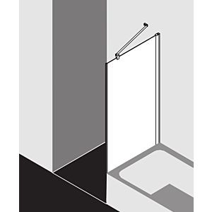 Kermi Pega Seitenwand vrekürzt neben Badewanne PETVO07516VAK 75x160cm, silber hochglanz, ESG klar, auf Duschwanne