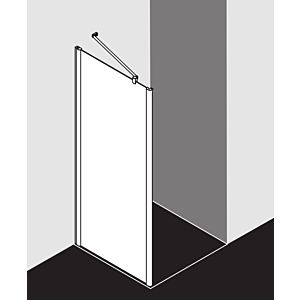 Kermi Pega side panel PETWD10018VAK 100x185cm, high gloss silver, clear TSG, on shower tray