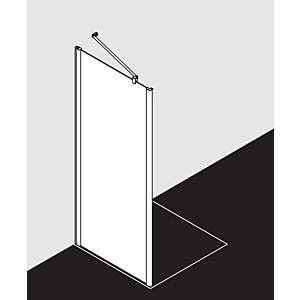 Kermi Pega panneau latéral PETWD08020VNK 80x200cm, verre de sécurité trempé argent brillant SR Arena C, sur receveur de douche
