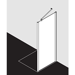 Kermi Pega side panel PETWD12018VNK 120x185cm, silver high-gloss ESG SR Arena C, on shower tray