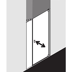 Kermi Raya porte battante à un vantail avec panneau fixe RA1OR12020VPK 120 x 200 cm, argent brillant, ESG clear Clean, à droite, sur receveur de douche