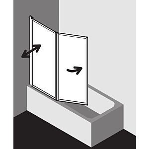 Kermi mur pliant Vario 2000 , 2 vantaux 115, 2000 -116,7x140cm, argent, ESG KermiClean