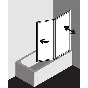 Kermi Vario 2000 folding wall 2-leaf V2FW2060141YK 115, 2000 -116.7x140cm, silver w., ESG SR Opaco Clean