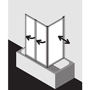 Kermi Vario 2000 folding wall 3-part. V2FW30601422K 68.5-71.8x140cm, white, Kerolan pearl