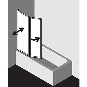 Kermi Vario 2000 cloison pliante 2 vantaux V2TS1075141UK 101, 2000 -102.7x140cm, argent mat, ESG SR Opaco