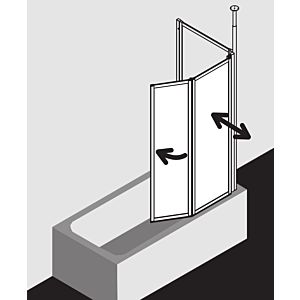Kermi Vario 2000 folding wall 2-leaf V2TS1075141YK 101, 2000 -102.7x140cm, silver w., ESG SR Opaco Clean