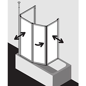 Kermi Vario 2000 mur pliant 2- / 2000 -wing V2TS20751412K 74-76,3x140cm, argent mat brillant, perle Kerolan