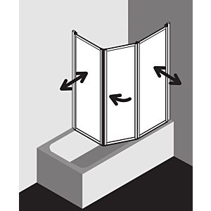 Kermi Vario 2000 cloison pliante 2- / 2000 -wing V2TS2080141YK 79-81,3x140cm, argent m., ESG SR Opaco Clean