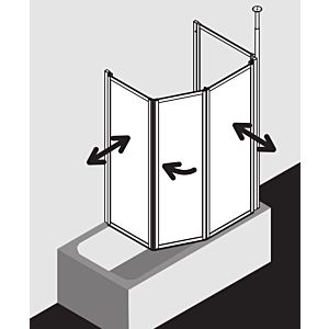 Kermi Vario 2000 folding wall 2- / 2000 -leaf V2TS2075142AK 74-76.3x140cm, white, TSG clear