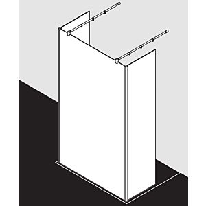 Kermi Xb glass system XBFW112020VUK 120x200cm, silver high gloss, ESG SR Opaco, 90 degree stabilization