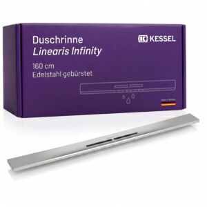 KESSEL Duschrinne Linearis Infinity aus Edelstahl V4A 45200.16 bodengleiche  Design-Duschrinne, individuell verlängerbar, 1600 mm, Edelstahl gebürstet