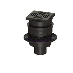 Kessel universal basement drain Plus 27631 plastic, with socket, vertical design, black cover