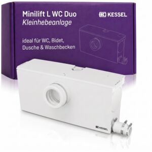 KESSEL Minilift L WC Duo Kleinhebeanlage 28523 für fäkalienhaltiges  Abwasser, 2 Pumpen mit Schneidwerk, WLAN-Funktion, Alarm, steckerfertig, EN  12050-3
