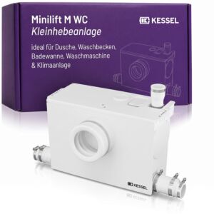 KESSEL Minilift M WC Kleinhebeanlage 28521 für WC mit Schneidwerk –  Abwasserhebeanlage für Schwarzwasser (WC, Dusche, Waschbecken), kompakt,  steckerfertig, 750 W