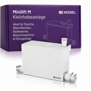 KESSEL Minilift M Kleinhebeanlage 28565 für fäkalienfreies Abwasser,  kompakt, anschlussfertig, ideal für Dusche, Waschbecken, Badewanne,  Waschmaschine & Klimaanlage