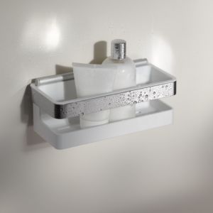 Keuco Moll Duschkorb 12759010000  verchromt/weiß, mit Glasabzieher, 240 x 110 mm