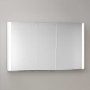 KEUCO Somaris mirror cabinet with lighting 14504513100 120x71x12.7cm, wall-mounted, 3 doors, matt white