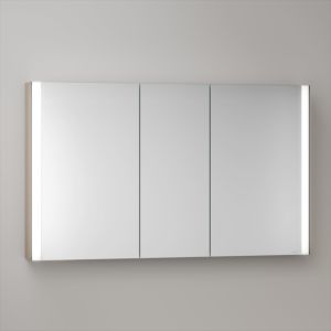 Armoire de toilette KEUCO Somaris avec éclairage intégré 14504853101 120 x 71 x 12,7 cm, fixation murale, 3 portes, miroir chauffant, décor chêne clair