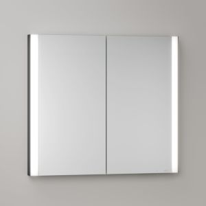 Armoire de toilette KEUCO Somaris avec éclairage intégré 14512372100 80 x 71 x 11,5 cm, 2 portes, noir mat, fixation murale