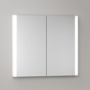 Armoire de toilette KEUCO Somaris avec éclairage 14512512100 80 x 71 x 11,5 cm, blanc mat, 2 portes, fixation murale