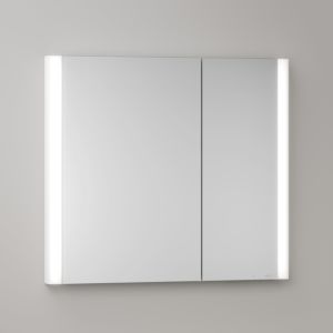 Armoire de toilette KEUCO Somaris avec éclairage 14512512200 80 x 71 x 11,5 cm, blanc mat, 2 portes, fixation murale, asymétrique