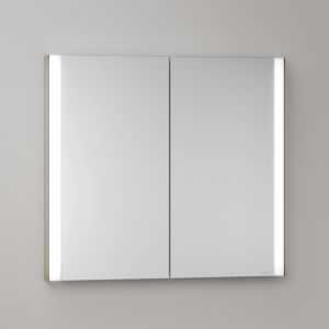 Armoire de toilette KEUCO Somaris avec éclairage intégré 14512852101 80 x 71 x 11,5 cm, décor chêne clair, 2 portes, fixation murale, miroir chauffant