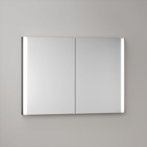 Armoire de toilette KEUCO Somaris avec éclairage intégré 14513372101 100 x 71 x 11,5 cm, noir mat, fixation murale, 2 portes, miroir chauffant