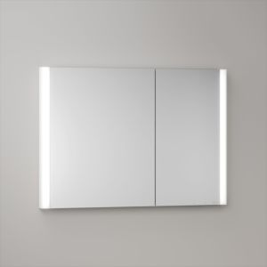 Armoire de toilette KEUCO Somaris avec éclairage intégré 14513512201 100 x 71 x 11,5 cm, blanc mat, 2 portes, fixation murale, asymétrique, miroir chauffant