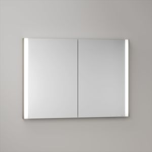 KEUCO Somaris mirror cabinet with lighting 14513852101 100 x 71 x 11.5 cm, light oak decor, 2 doors, wall-mounted, mirror heating