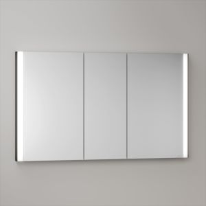 Armoire de toilette KEUCO Somaris avec éclairage intégré 14514373100 120 x 71 x 11,5 cm, murale, 3 portes, noir mat