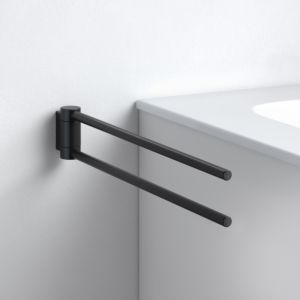 Keuco Plan Black Selection towel rail 14918370000 2-part, 438mm, swiveling, black