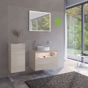 Keuco Stageline Mittelschrank 32811180001 40 x 78,2 x 36 cm, Dekor Cashmere, Glas Cashmere klar, 1-türig, Anschlag links