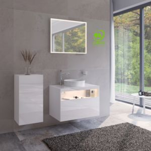 Keuco Stageline armoire centrale 32811300001 40 x 78, 801 x 36 cm, décor blanc , verre match2 clair, portes blanc , 2000 à gauche