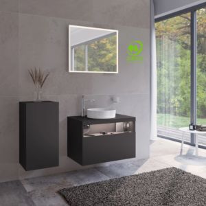 Keuco Stageline armoire centrale 32811970002 40 x 78, 801 x 36 cm, décor vulcanite, verre vulcanite satiné, portes 2000 , charnières à droite