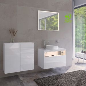 Keuco Stageline Mittelschrank 32812300000 80 x 78,2 x 36 cm, Dekor weiß, Glas weiß klar, 2-türig