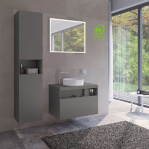 Keuco Stageline 32831290002 40 x 180 x 36 cm, Inox laqué mat satiné, Inox verre satiné, 801 portes, sans électricité, droite