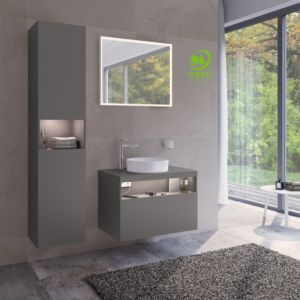 Keuco Stageline 32831290102 40 x 180 x 36 cm, Inox laqué mat satiné, Inox verre satiné, 801 portes, avec électricité, droite