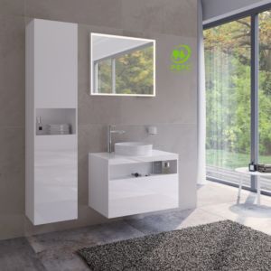 Keuco Stageline Hochschrank 32831300002 40 x 180 x 36 cm, Dekor weiß, Glas weiß klar, 2-türig, ohne Elektrik, rechts