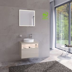 Keuco Stageline 32855180100 65 x 55 x 49 cm, décor cachemire, verre clair cachemire, avec électronique, trou pour robinet à droite