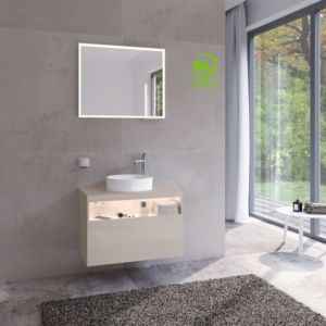 Keuco Stageline 32865180100 80 x 55 x 49 cm, décor cachemire, verre clair cachemire, avec électronique, trou pour robinet à droite