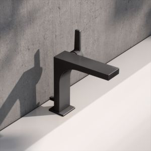 KEUCO Edition 11 Einhebel-Waschtischmischer 150, 51102350000 mit Zugstangen-Ablaufgarnitur, Titanschwarz gebürstet