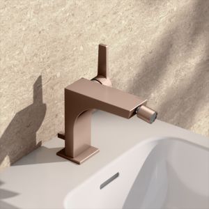 KEUCO Edition 11 Einhebel-Bidetmischer 51109290000 mit Zugstangen-Ablaufgarnitur, Rotgold gebürstet