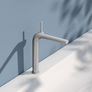 KEUCO Edition 400 single lever washbasin mixer 240, 51502210102 without waste set, stainless steel finish