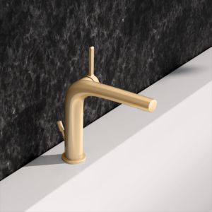 KEUCO Edition 400 single lever washbasin mixer 150, 51502250000 with pop-up waste set, brushed brass