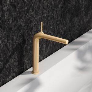 KEUCO Edition 400 single lever washbasin mixer 240, 51502250102 without waste set, brushed brass