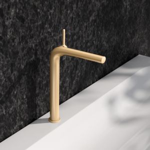 KEUCO Edition 400 single lever washbasin mixer 290, 51502250103 without waste set, brushed brass