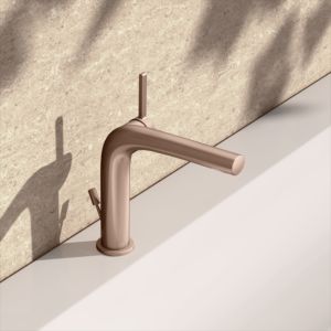 KEUCO Edition 400 single lever washbasin mixer 150, 51502290000 with pop-up waste set, brushed rose gold