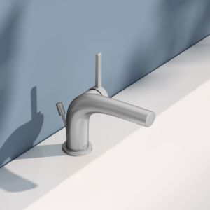 KEUCO Edition 400 single lever washbasin mixer 80, 51504210000 with pop-up waste set, stainless steel finish